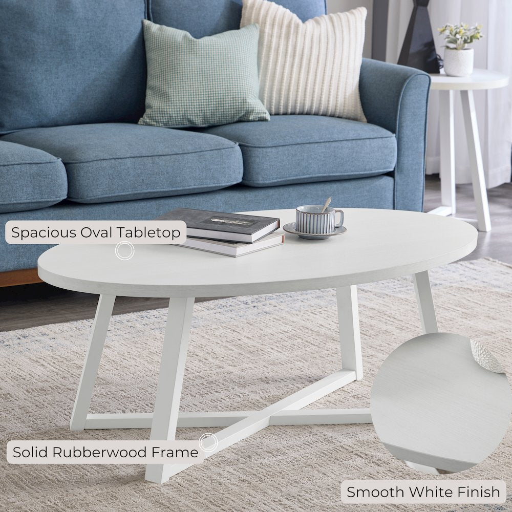 Modern Harmony Wood Oval Coffee Table
