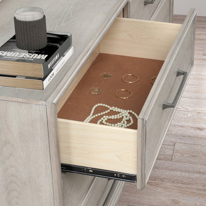 Seluna 4-Piece Bedroom Set with Touch LED Lighting, Gray Oak Finish, King