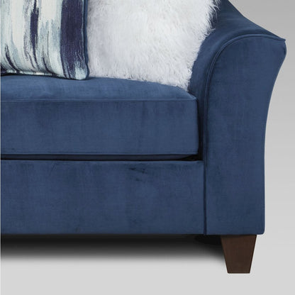 Camero Fabric Pillowback 4-Piece Sofa Set in Navy Blue