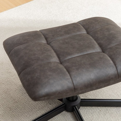 Arlena 2-Piece Seating Set, Faux Leather Tufted Accent Chair and Ottoman, Brown