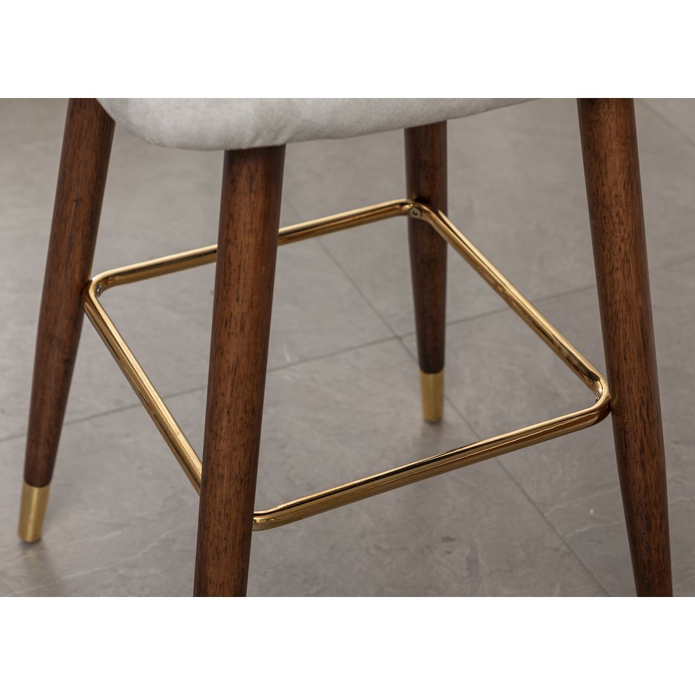 Nevis Modern Faux Leather Tufted Nailhead Trim Barstool Set of 2, Off-White