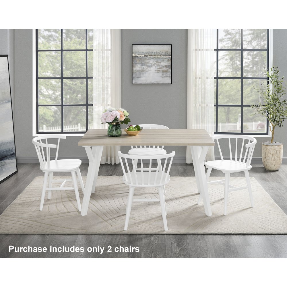 Alwynn Wooden Spindle Back Dining Chairs, Windsor Chairs, Set of 2, White