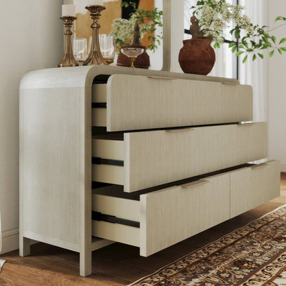 Tavari Contemporary 6-Drawer Wood Dresser with Mirror, Light Gray