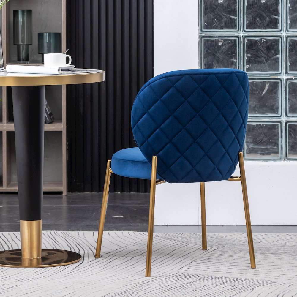 Amoa 5-Pc Dining Set, White Round Dining Table and 4 Chairs, Blue and Yellow