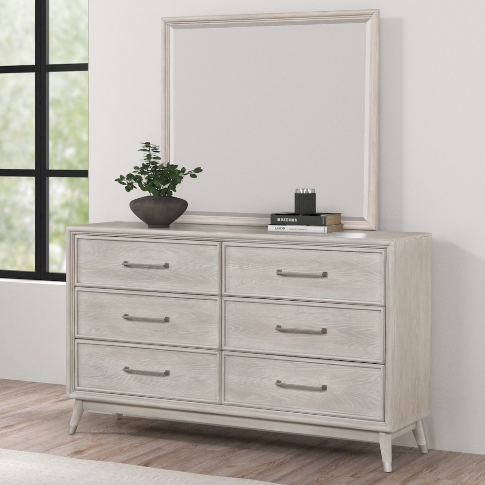 Seluna 4-Piece Bedroom Set with Touch LED Lighting, Gray Oak Finish, King