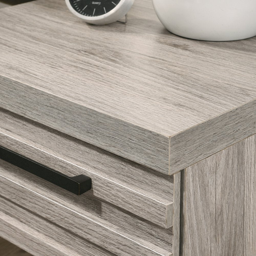 Panel Bed, Dresser, Mirror, 2 Nightstands, and Chest, Weathered Gray, Queen