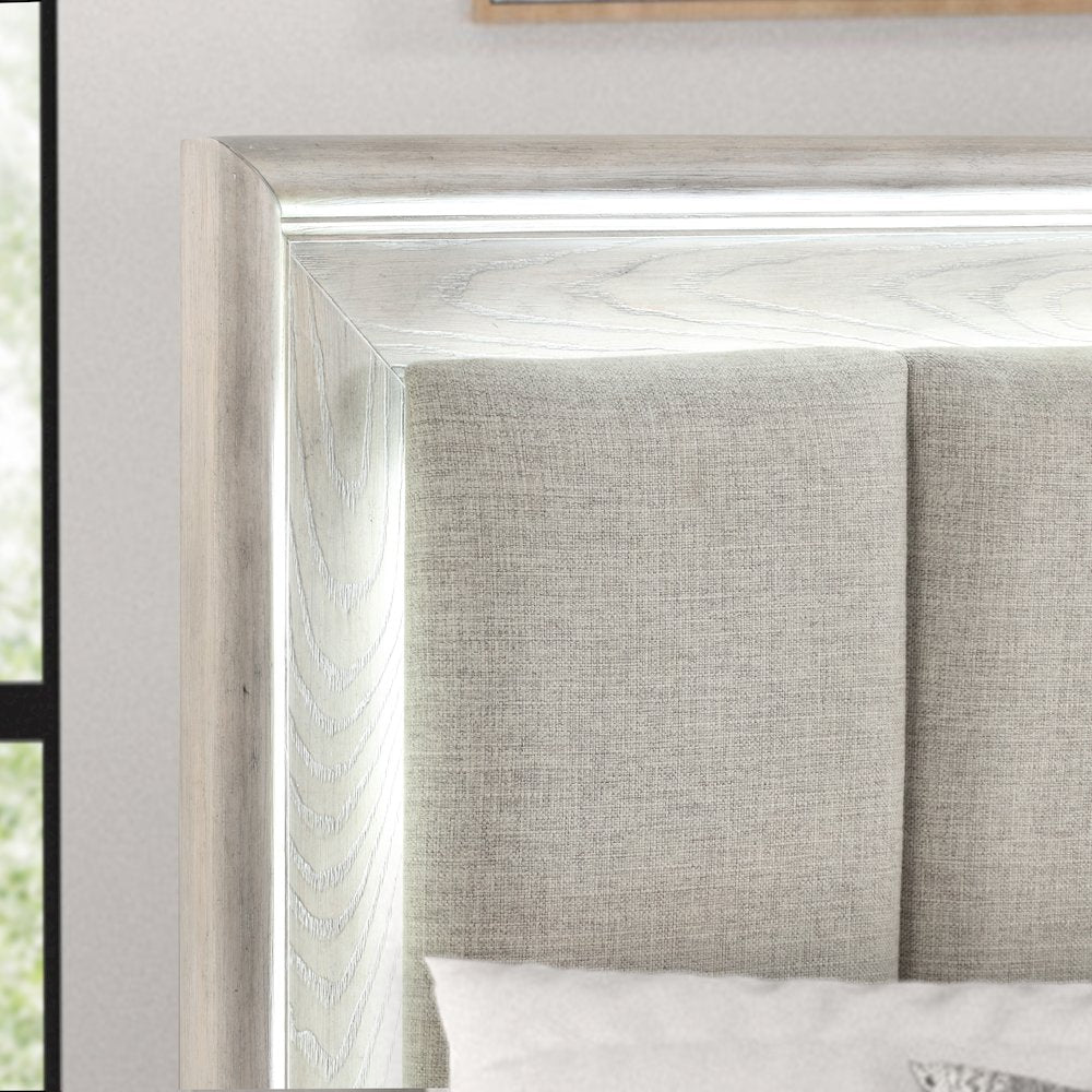 Seluna 4-Piece Bedroom Set with Touch LED Lighting, Gray Oak Finish, King