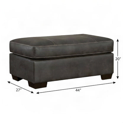 Contemporary Fabric Cocktail Ottoman with Solid Wood Legs, Footstool, Grey