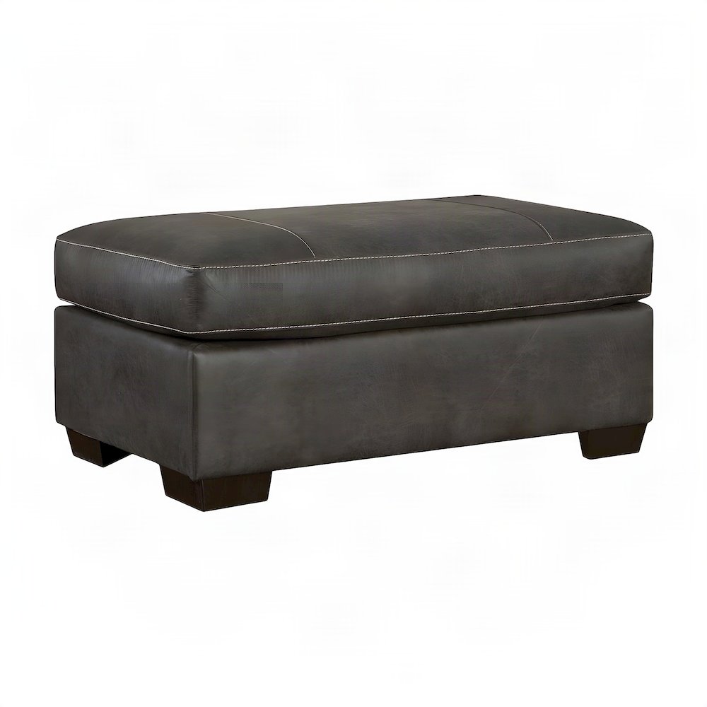 Contemporary Fabric Cocktail Ottoman with Solid Wood Legs, Footstool, Grey