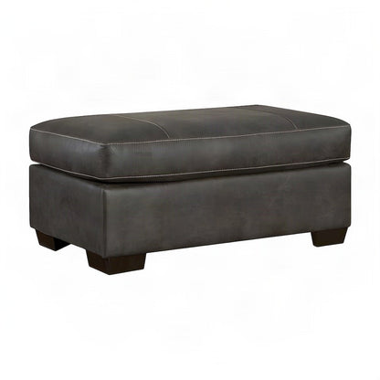 Contemporary Fabric Cocktail Ottoman with Solid Wood Legs, Footstool, Grey