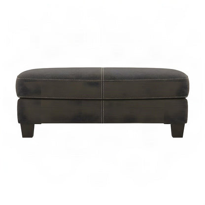 Contemporary Fabric Cocktail Ottoman with Solid Wood Legs, Footstool, Grey