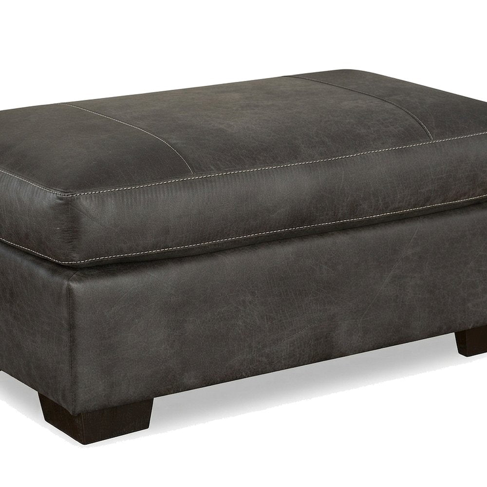 Contemporary Fabric Cocktail Ottoman with Solid Wood Legs, Footstool, Grey