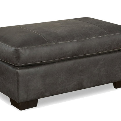 Contemporary Fabric Cocktail Ottoman with Solid Wood Legs, Footstool, Grey