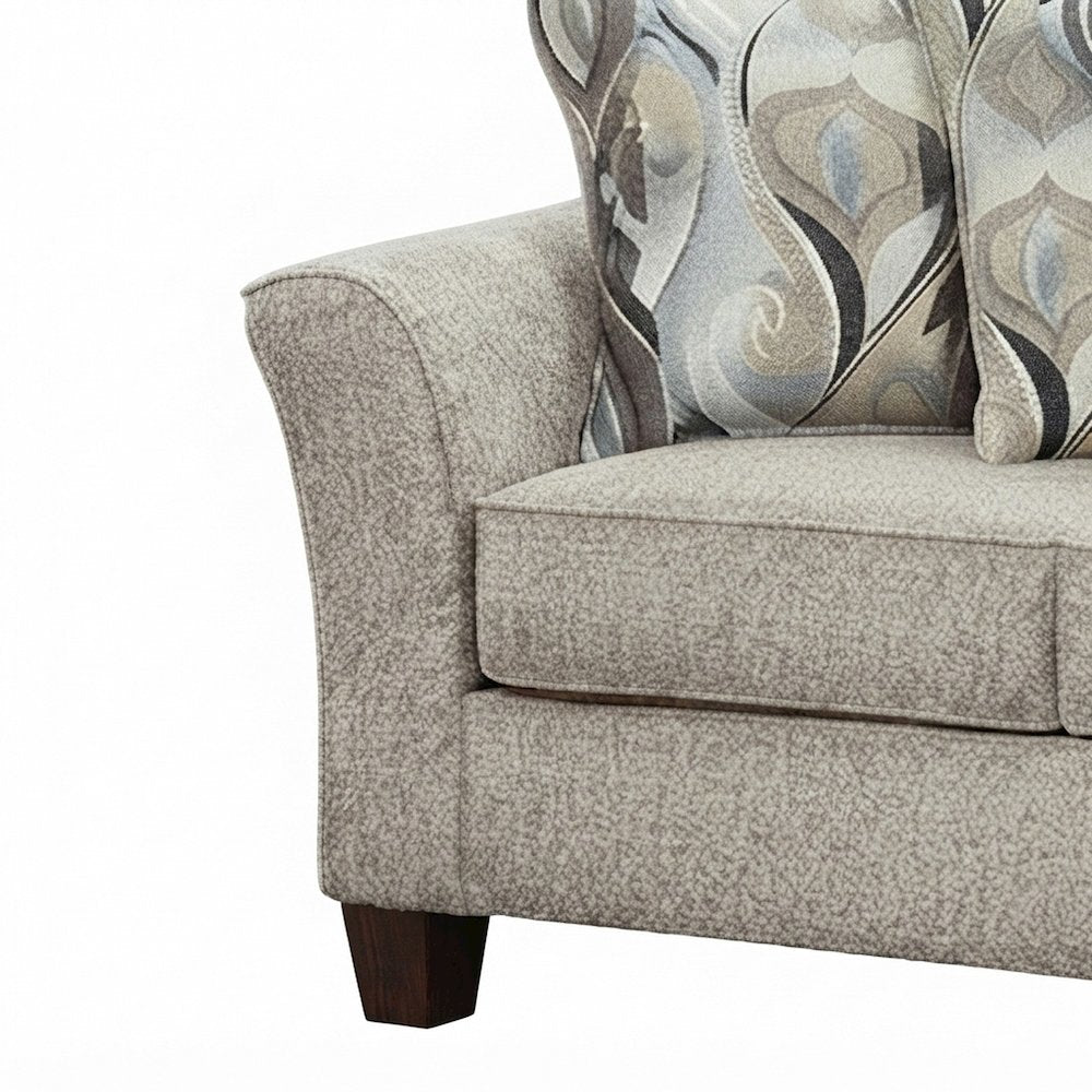 Fabric-Upholstered Pillowback Sofa and Loveseat Couch 2 Piece Set, Grey
