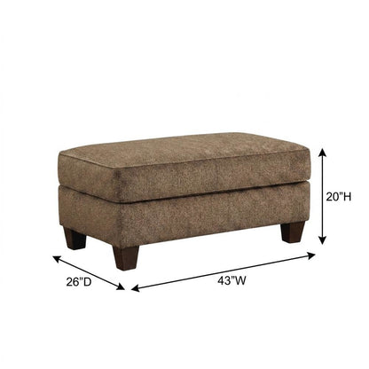 Fabric Accent Chair with Ottoman, Solid Wood Legs 2 Piece Set, Brown