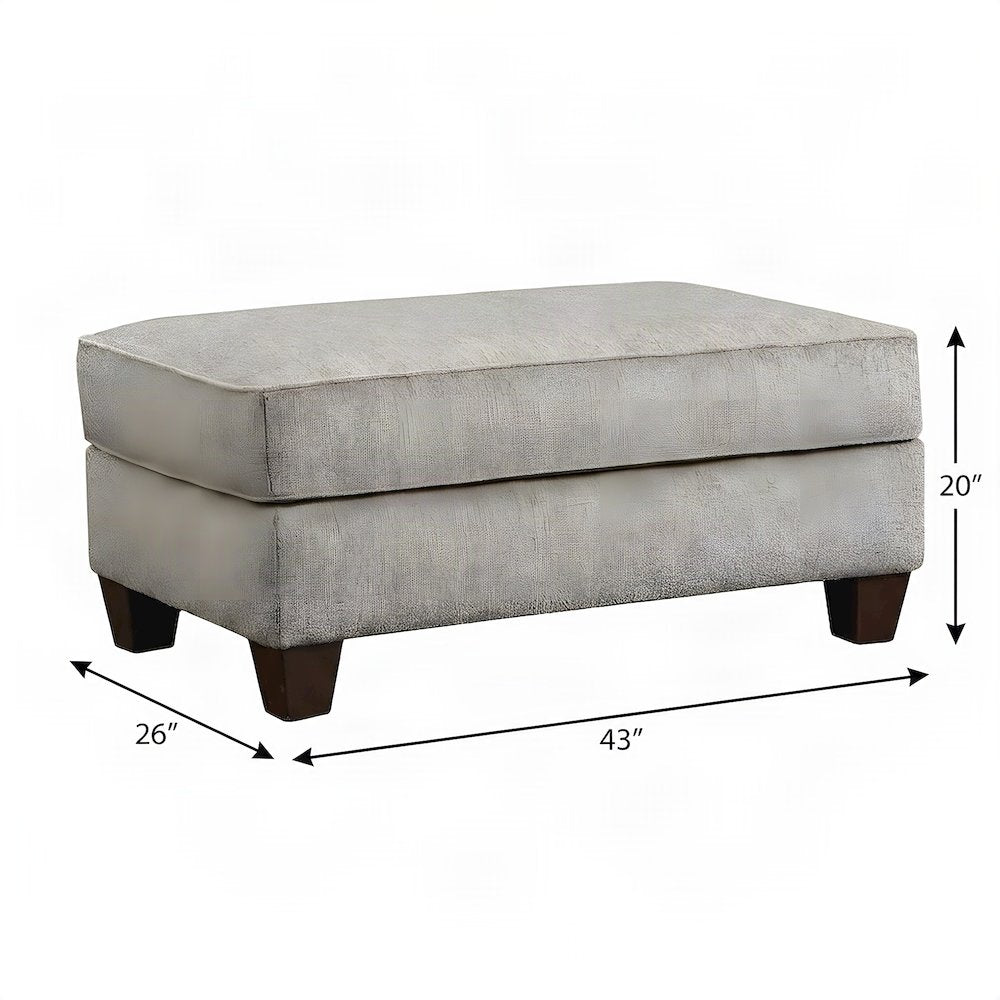 Fabric Upholstered Cocktail Ottoman with Solid Wood Legs, Foot Rest, Grey