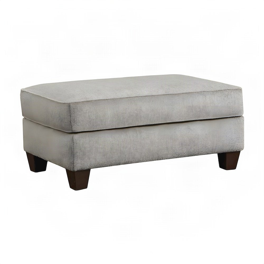 Fabric Upholstered Cocktail Ottoman with Solid Wood Legs, Foot Rest, Grey