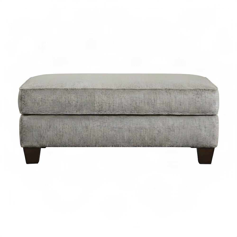 Fabric Upholstered Cocktail Ottoman with Solid Wood Legs, Foot Rest, Grey