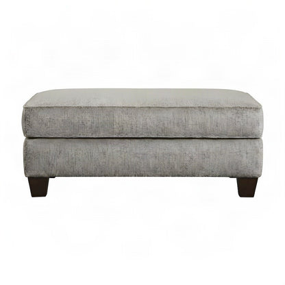 Fabric Upholstered Cocktail Ottoman with Solid Wood Legs, Foot Rest, Grey
