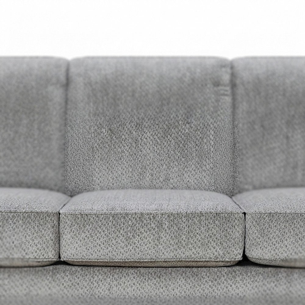Solid Wood Carved-Frame Upholstered Victorian Sofa and Couch, Grey
