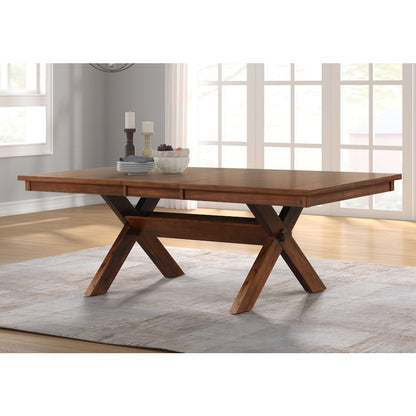 6-Piece Dining Set, Extendable Trestle Dining Table, 4 Chairs, Bench