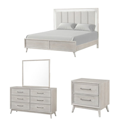 Seluna 4-Piece Bedroom Set with Touch LED Lighting, Gray Oak Finish, King