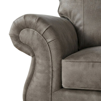 Faux Leather-Upholstered Nailhead Trim Sofa with Solid Wood Frame, Grey