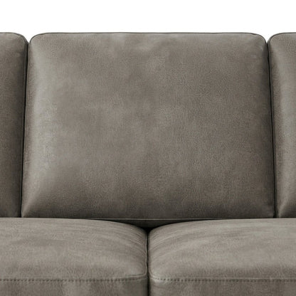 Faux Leather-Upholstered Nailhead Trim Sofa with Solid Wood Frame, Grey