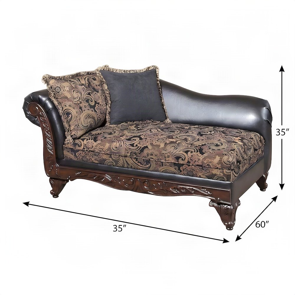 Microfiber Upholstered Chaise Lounge Chair with Solid Wood Frame, Chocolate