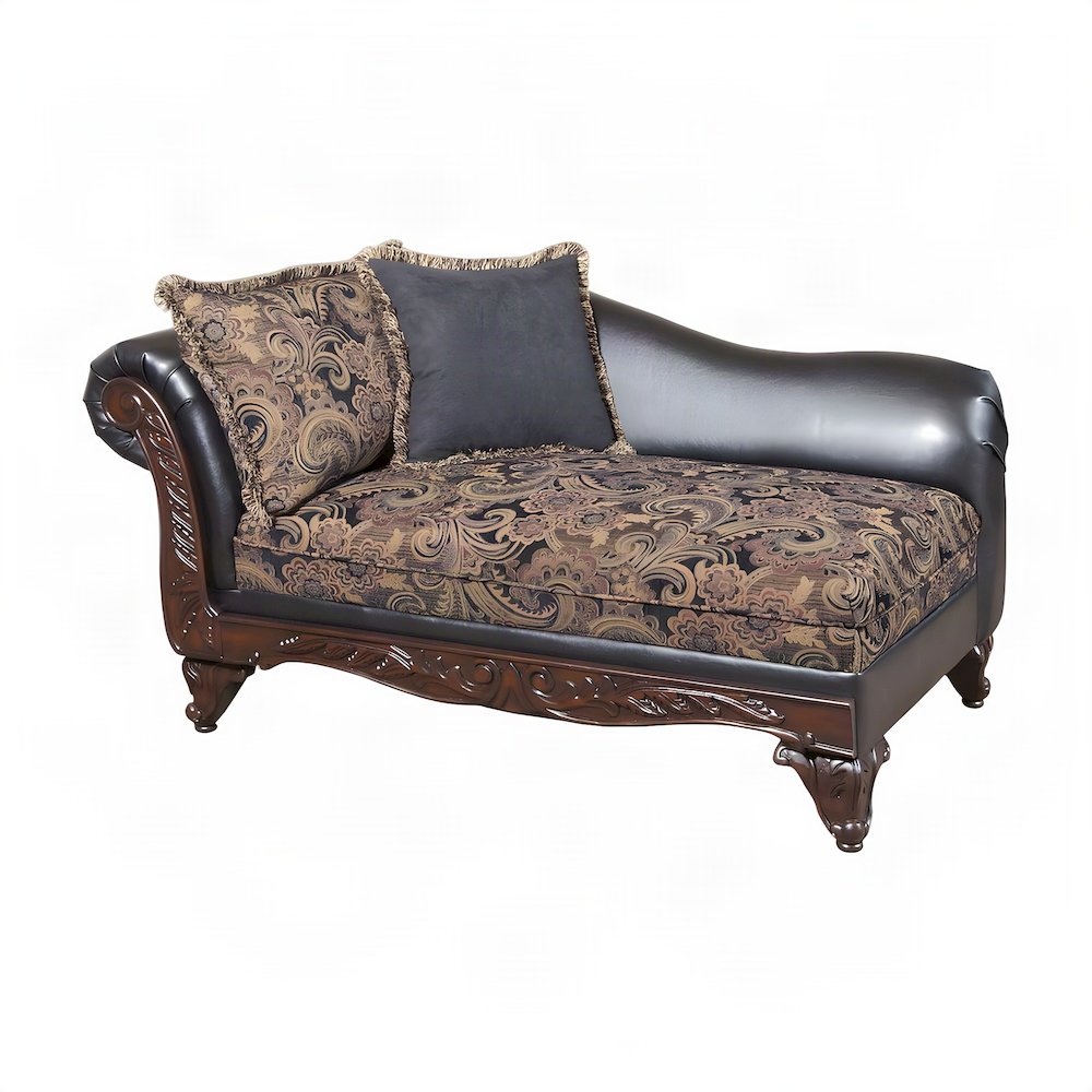 Microfiber Upholstered Chaise Lounge Chair with Solid Wood Frame, Chocolate