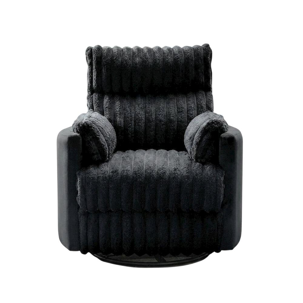 Wide-Wale Corduroy Manual Recliner Chair with Overstuffed Seat for Adults, White