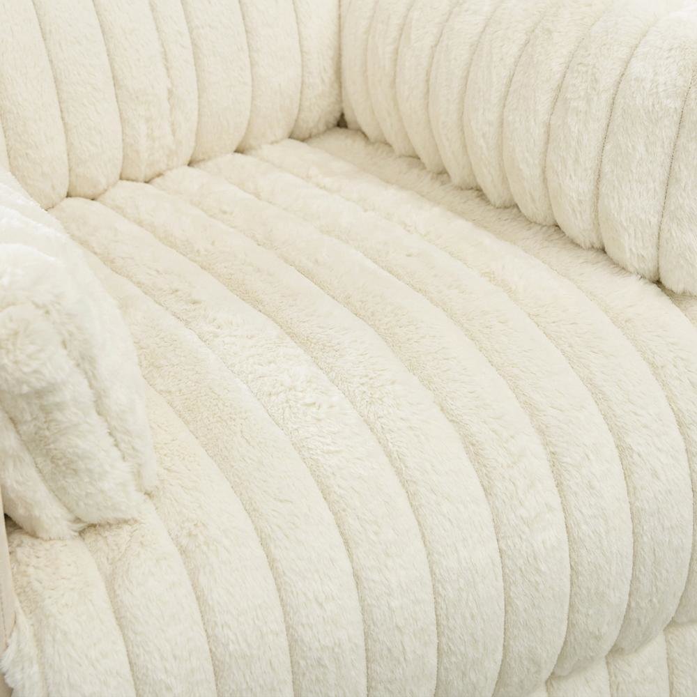 Corduroy Manual Recliner Chair with Wide Wale Texture for Living Room, White