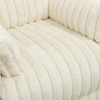 Corduroy Manual Recliner Chair with Wide Wale Texture for Living Room, White