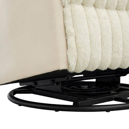 Corduroy Manual Recliner Chair with Wide Wale Texture for Living Room, White