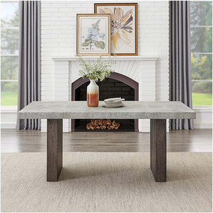 Sorlen Modern 7-Piece Dining Set, 3D Faux Concrete Table with 6 Chairs