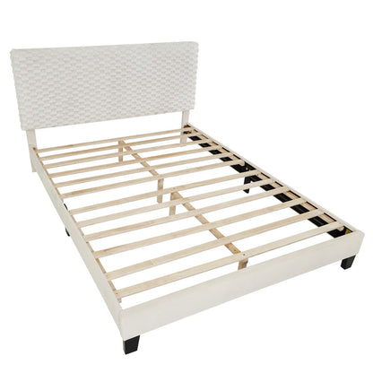 Findlay Plush 3D Upholstered Platform Bed in White Dove, Queen