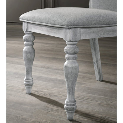 Iris 5-Pc Dining Set Pedestal Table with 4 Chairs, Weathered White and Gray