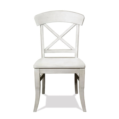 Harola Cross-back Dining Side Chairs in Set of 2, Smoky White Finish