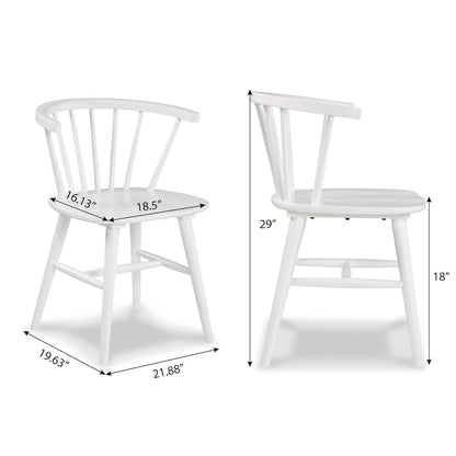 Alwynn White and Natural Wood 7-Pc Dining Set, Table with 6 Windsor Chairs