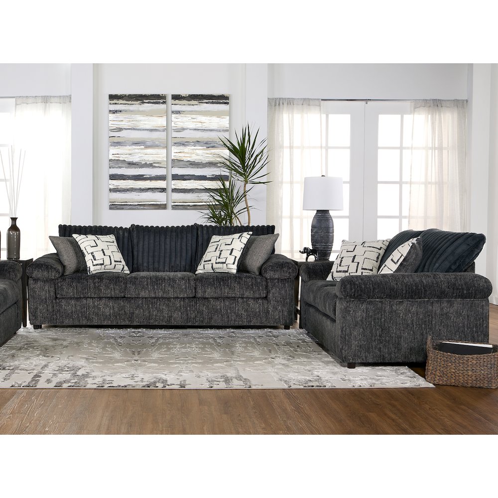 Nason Wide Wale Corduroy Living Room 4-Piece Sofa Set, Charcoal