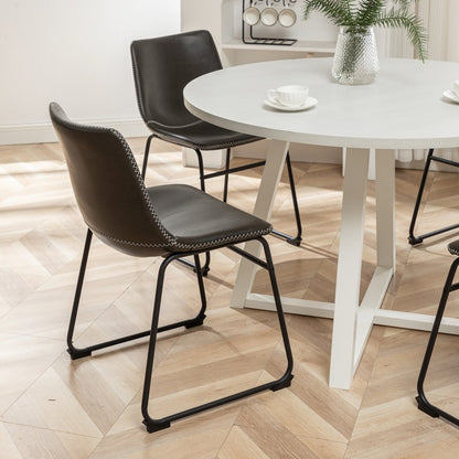 Varna 5-Pc Round Dining Set, Trestle Dining Table with 4 Chairs, Antique Gray