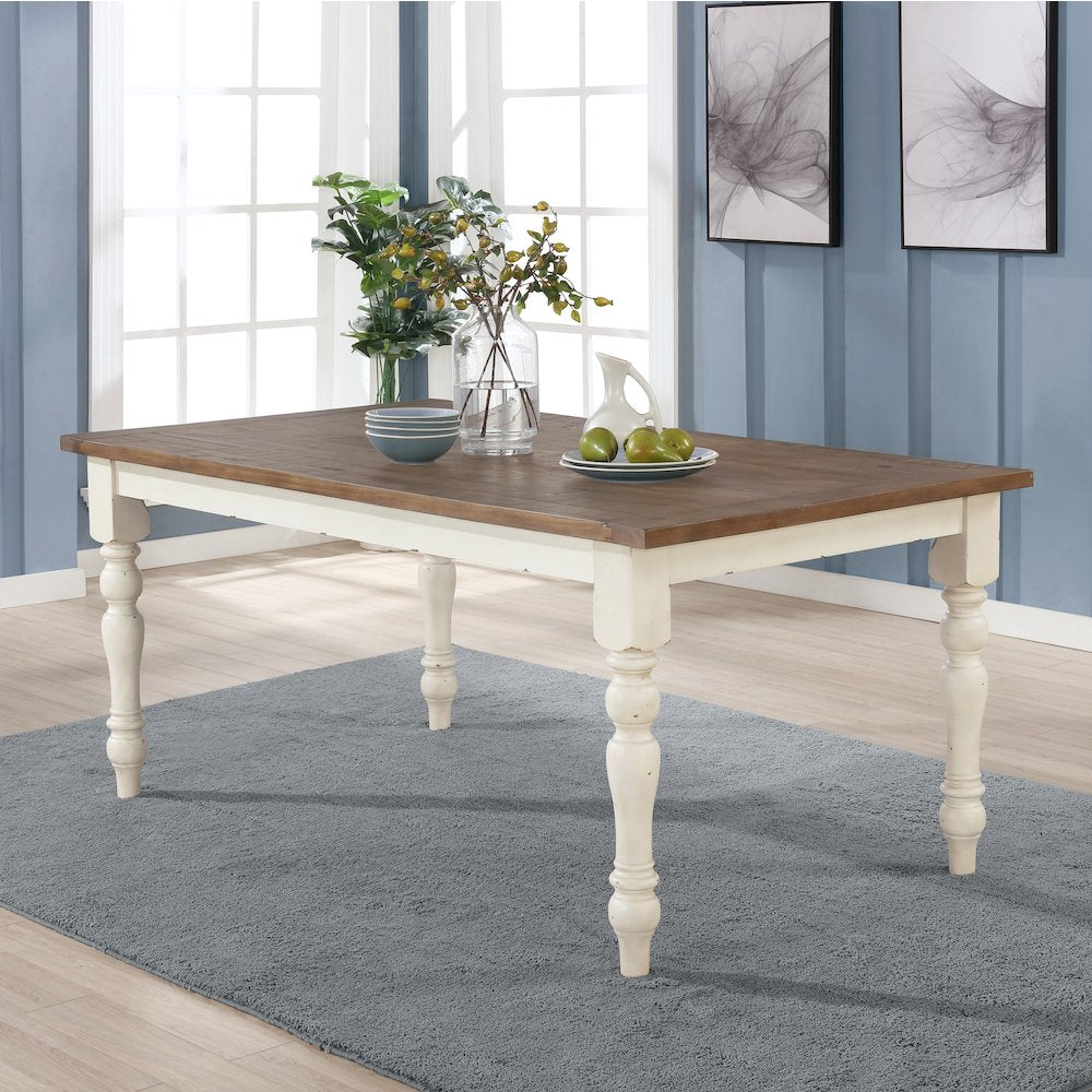 Prato 5-PC Dining Set With Cross Back Chairs, Antique White and Distressed Oak