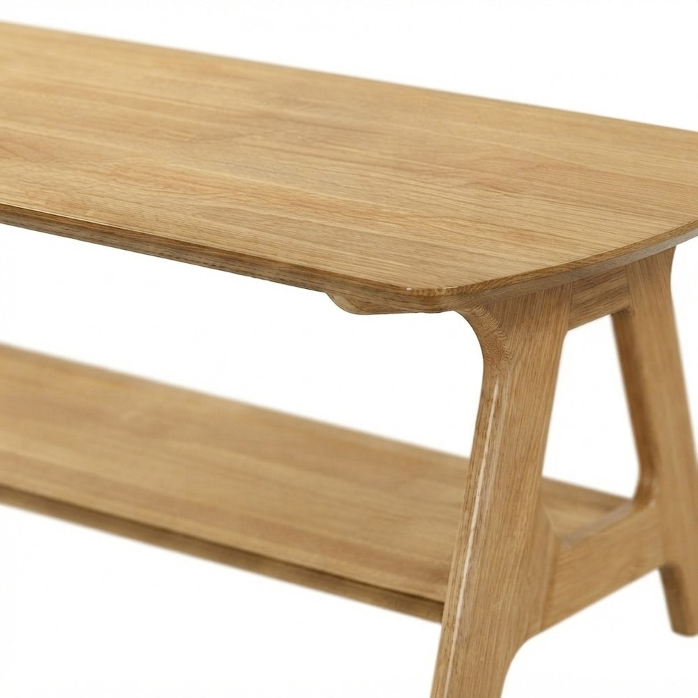 Rubberwood Coffee Table and End Tables Living Room 3 Piece Set, Natual Oak