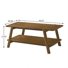 Walnut Wood Coffee Table with Mid-Century Modern Shelf and Storage Space