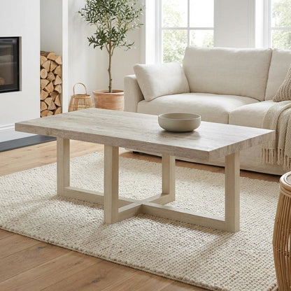 Weathered Gray and Beige Coffee Table with Modern Design and Sturdy Build