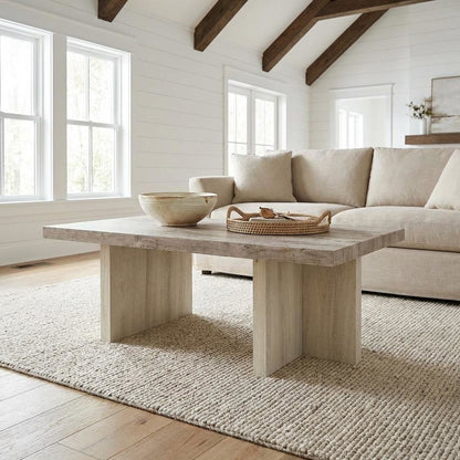 Contemporary Multi-Color Coffee Table with Sturdy Top and Weathered Finish