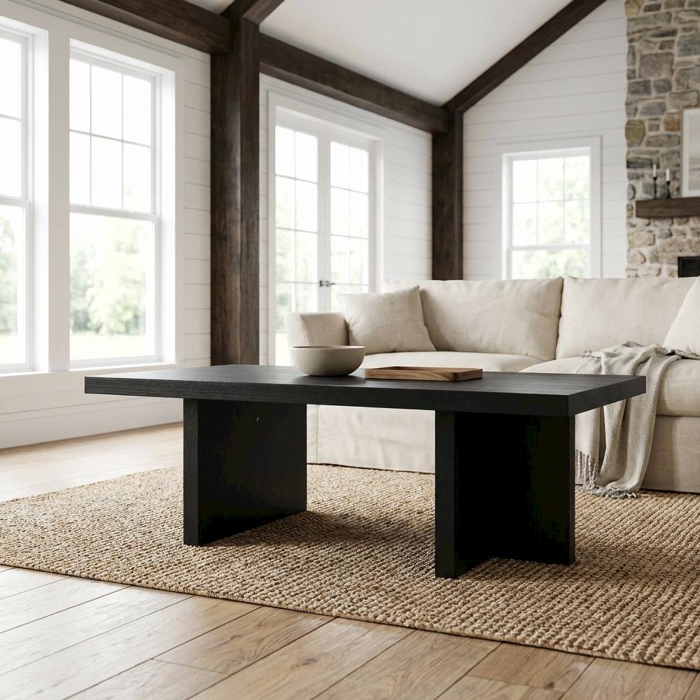 Black Coffee Table with Sturdy Construction and Sleek Contemporary Design