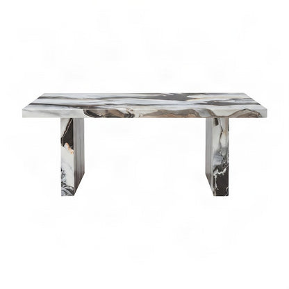 Faux Marble-Top Modern Rectangular Coffee Table for Living Room