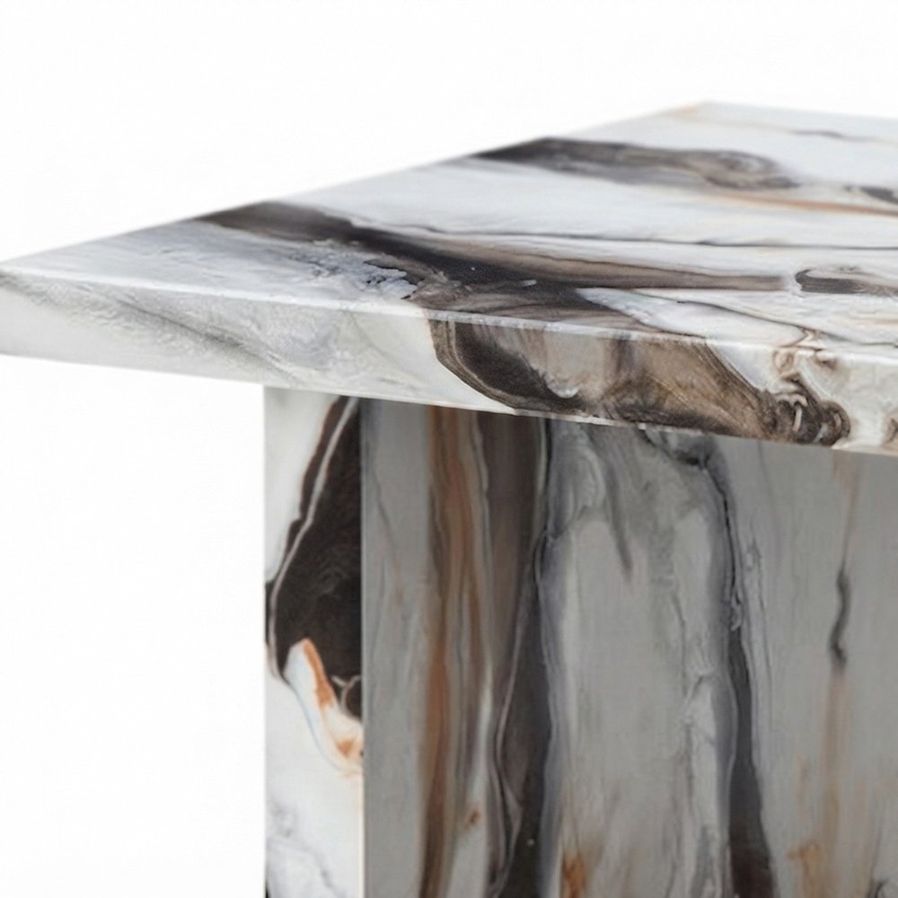 Faux Marble-Top Modern Rectangular Coffee Table for Living Room