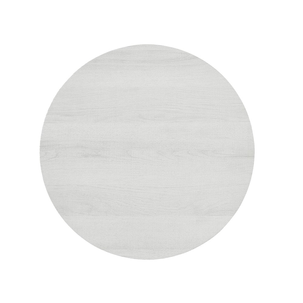 Elysian Contemporary Round End Table with Shelf, Off-White